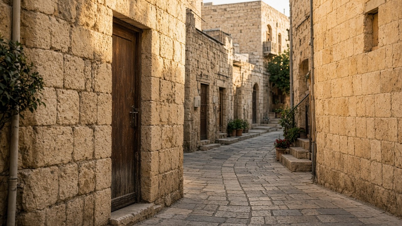 Stone lanes near Bezalel and Nahlaot in late afternoon
